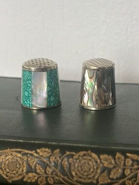 Boho Vintage Inlay Thimbles | Crushed Turquoise & Mother of Pearl and Abalone